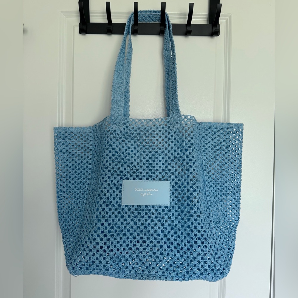 DOLCE & GABBANA | Light Blue Summer Woven Tote Bag